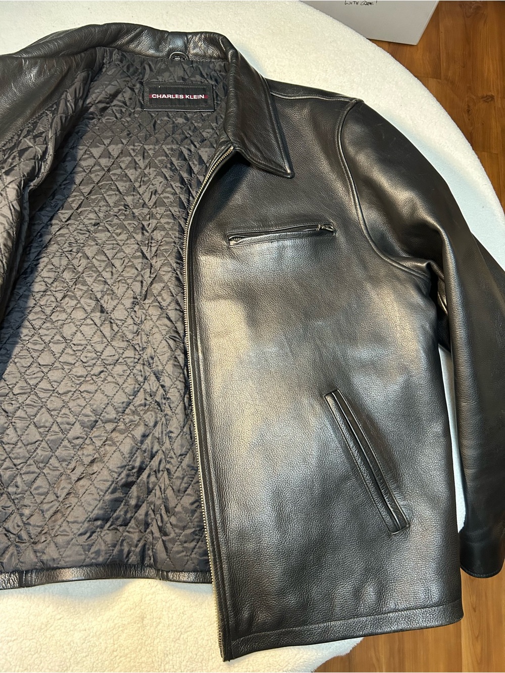 Men's Black Leather Biker Casual Jacket XXL